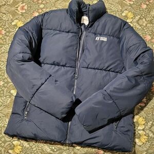 Jack & Jones Men's Navy Puffer Jacket, Size Medium.